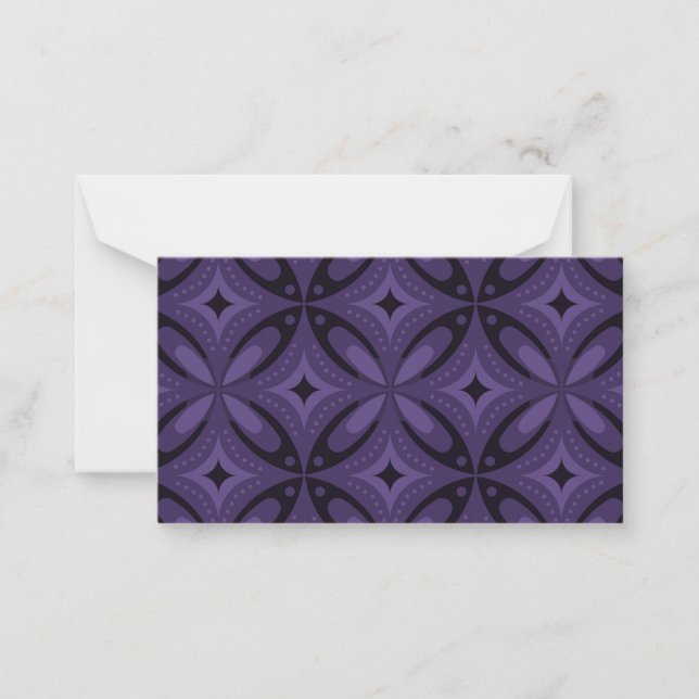 Dark Purple Coloured Retro Pattern Card (Front)