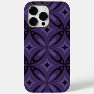 Dark Purple Coloured Retro Pattern Case-Mate iPhone 14 Pro Max Case