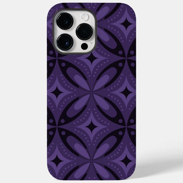 Dark Purple Coloured Retro Pattern Case-Mate iPhone Case (Back)