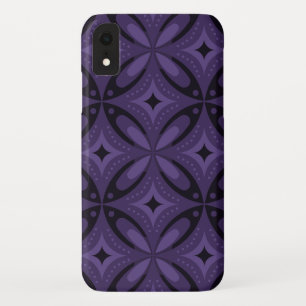 Dark Purple Coloured Retro Pattern iPhone XR Case