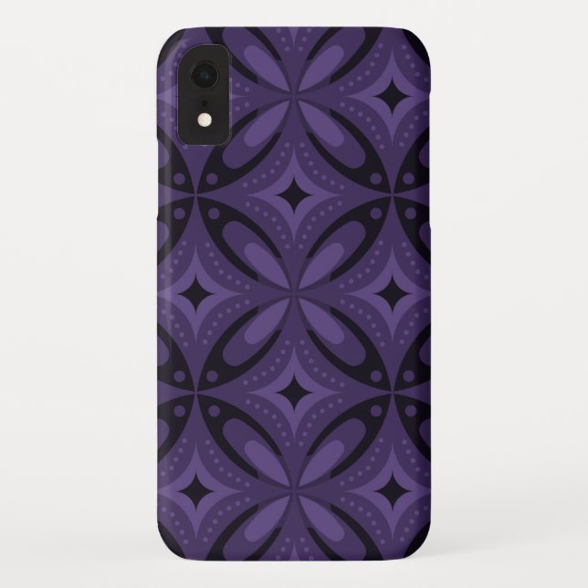 Dark Purple Coloured Retro Pattern Case-Mate iPhone Case (Back)