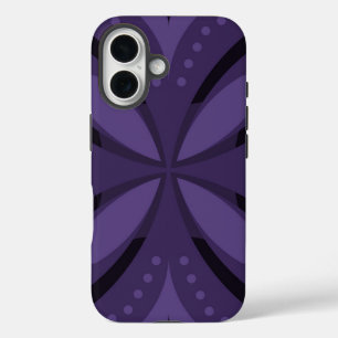Dark Purple Coloured Retro Pattern iPhone 16 Case