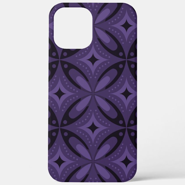 Dark Purple Coloured Retro Pattern Case-Mate iPhone Case (Back)