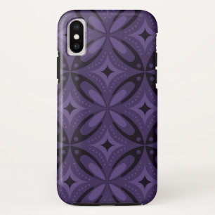 Dark Purple Coloured Retro Pattern iPhone XS Case