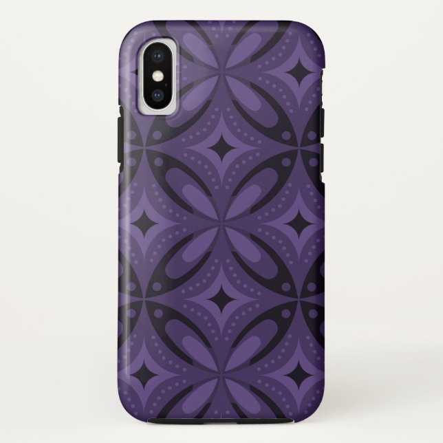 Dark Purple Coloured Retro Pattern Case-Mate iPhone Case (Back)