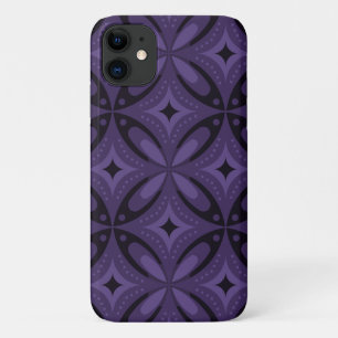 Dark Purple Coloured Retro Pattern iPhone 11 Case