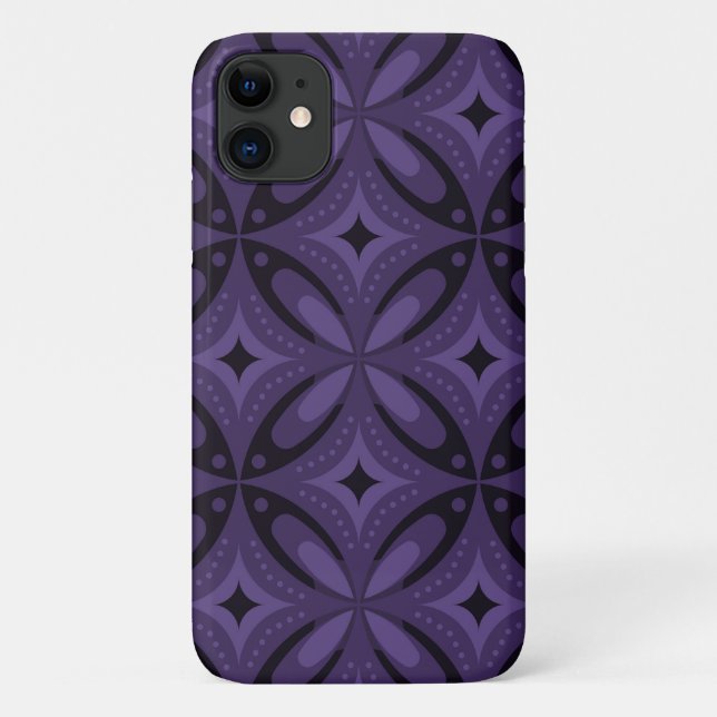 Dark Purple Coloured Retro Pattern Case-Mate iPhone Case (Back)