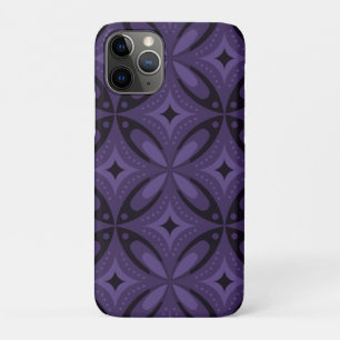 Dark Purple Coloured Retro Pattern iPhone 11 Pro Case