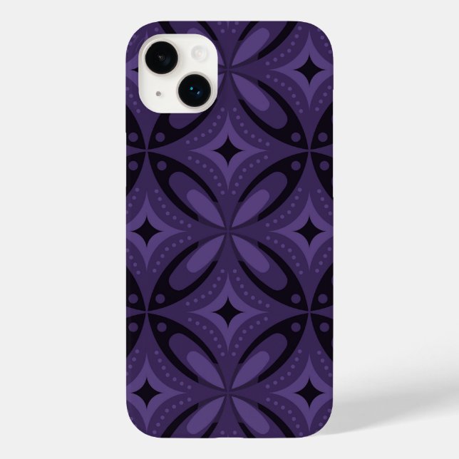 Dark Purple Coloured Retro Pattern Case-Mate iPhone Case (Back)