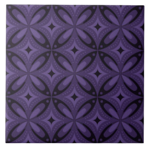 Dark Purple Coloured Retro Pattern Ceramic Tile