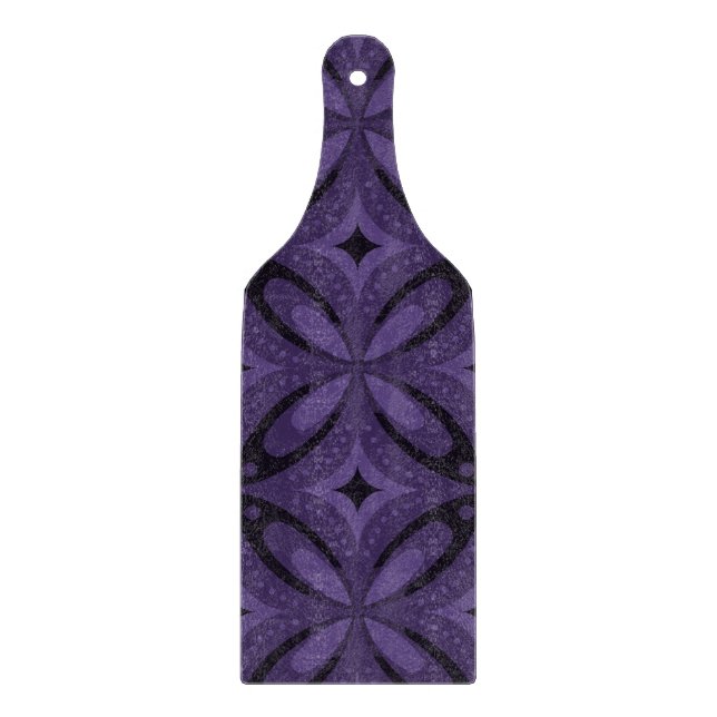 Dark Purple Coloured Retro Pattern Cutting Board (Front)