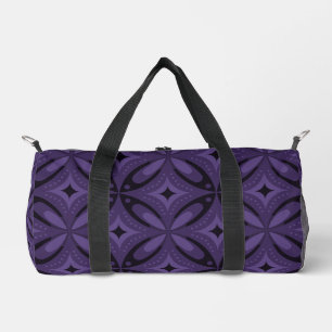 Dark Purple Coloured Retro Pattern Duffle Bag
