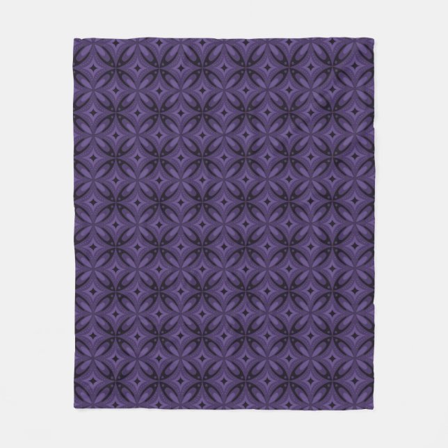 Dark Purple Coloured Retro Pattern Fleece Blanket (Front)