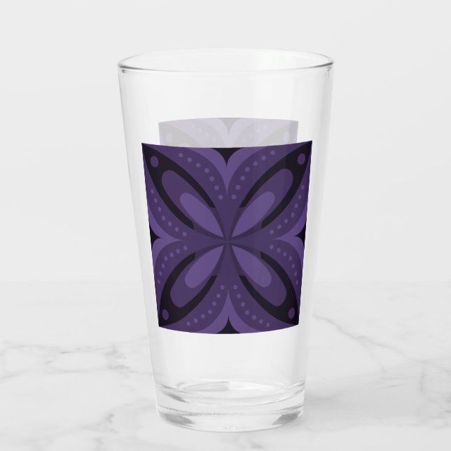 Dark Purple Coloured Retro Pattern Glass (Back)