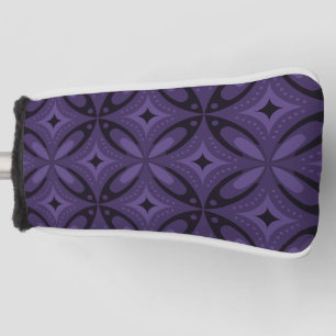 Dark Purple Coloured Retro Pattern Golf Head Cover