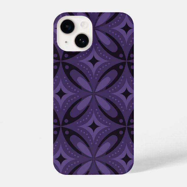 Dark Purple Coloured Retro Pattern iPhone Case (Back)