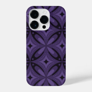 Dark Purple Coloured Retro Pattern iPhone 14 Pro Case