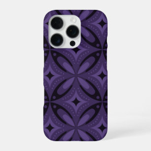 Dark Purple Coloured Retro Pattern iPhone 16 Pro Case