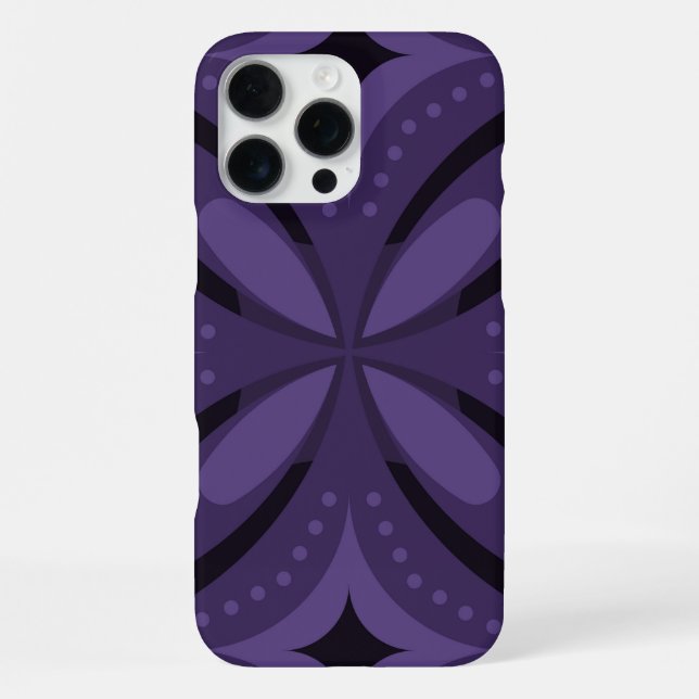 Dark Purple Coloured Retro Pattern iPhone Case (Back)