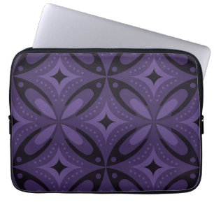 Dark Purple Coloured Retro Pattern Laptop Sleeve