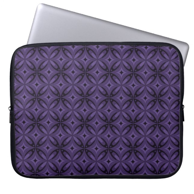 Dark Purple Coloured Retro Pattern Laptop Sleeve (Front)