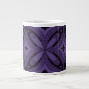 Dark Purple Coloured Retro Pattern Large Coffee Mug