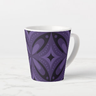 Dark Purple Coloured Retro Pattern Latte Mug