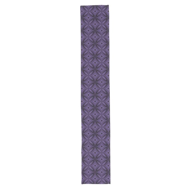 Dark Purple Coloured Retro Pattern Long Table Runner (Front)