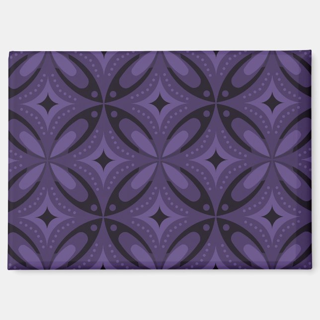 Dark Purple Coloured Retro Pattern Magnet (Front)