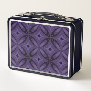 Dark Purple Coloured Retro Pattern Metal Lunch Box