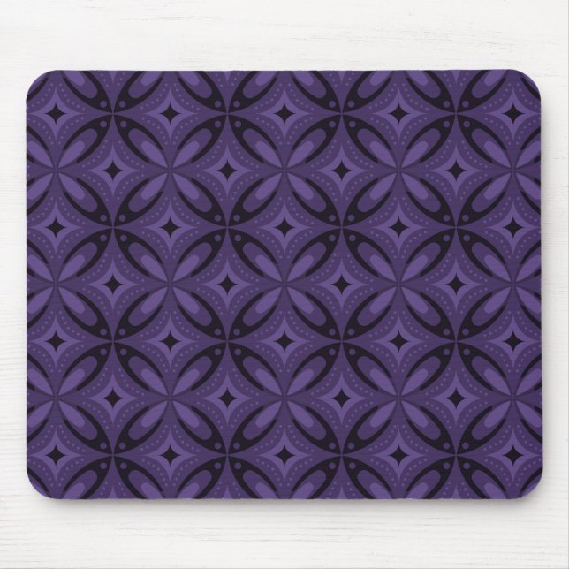 Dark Purple Coloured Retro Pattern Mouse Pad (Front)