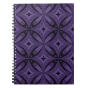 Dark Purple Coloured Retro Pattern Notebook