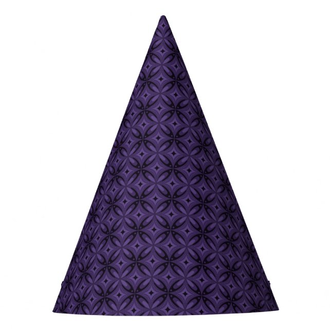 Dark Purple Coloured Retro Pattern Party Hat (Front)