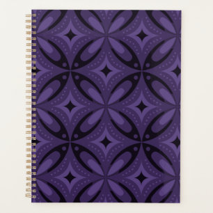 Dark Purple Coloured Retro Pattern Planner