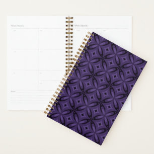 Dark Purple Coloured Retro Pattern Planner