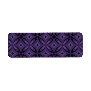Dark Purple Coloured Retro Pattern Return Address Label