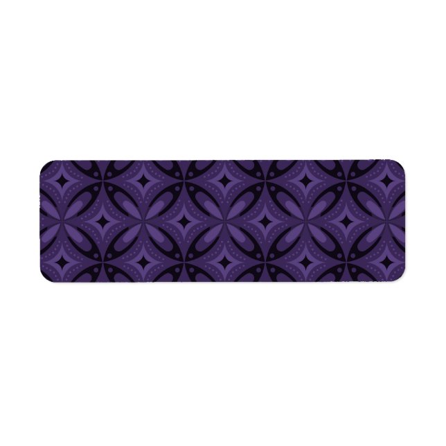 Dark Purple Coloured Retro Pattern Return Address Label (Front)