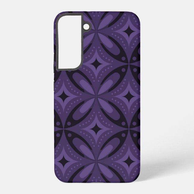 Dark Purple Coloured Retro Pattern Samsung Galaxy S22+ Case (Back)