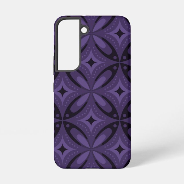 Dark Purple Coloured Retro Pattern Samsung Galaxy S22 Case (Back)