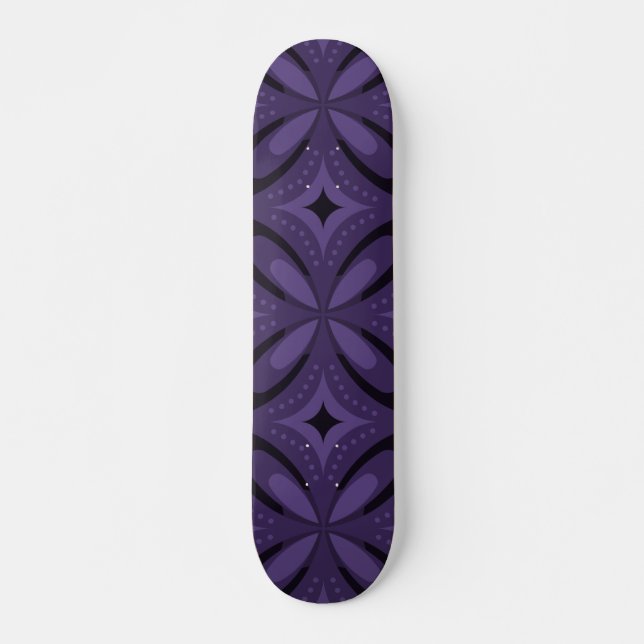 Dark Purple Coloured Retro Pattern Skateboard (Front)
