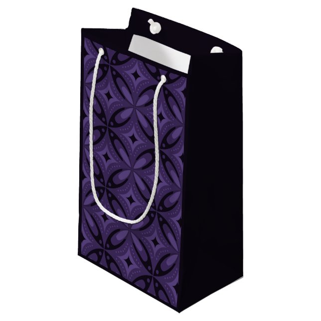 Dark Purple Coloured Retro Pattern Small Gift Bag (Front Angled)