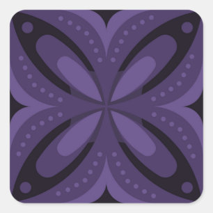 Dark Purple Coloured Retro Pattern Square Sticker