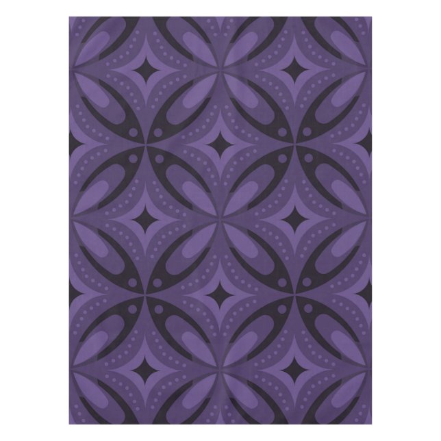 Dark Purple Coloured Retro Pattern Tablecloth (Front)