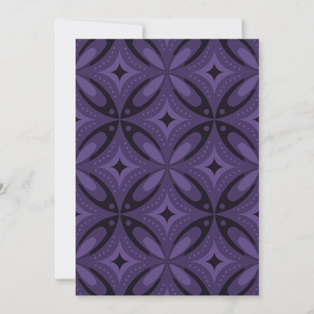 Dark Purple Coloured Retro Pattern Thank You Card (Front)