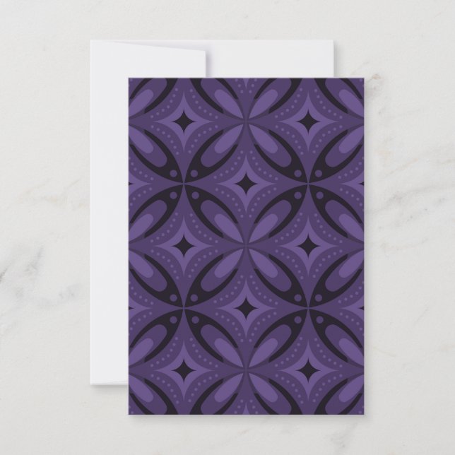 Dark Purple Coloured Retro Pattern Thank You Card (Front)