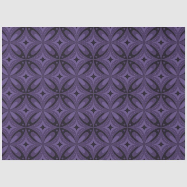 Dark Purple Coloured Retro Pattern Tissue Paper (Front)