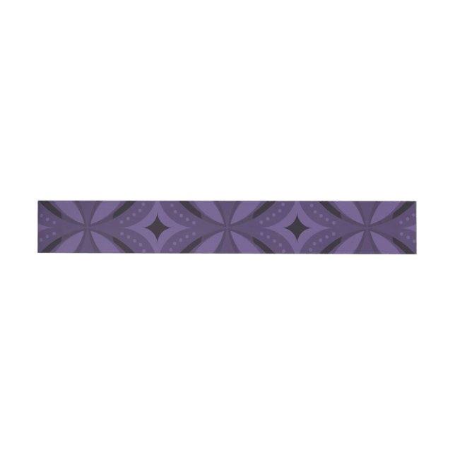 Dark Purple Coloured Retro Pattern Wraparound Address Label (Individual)