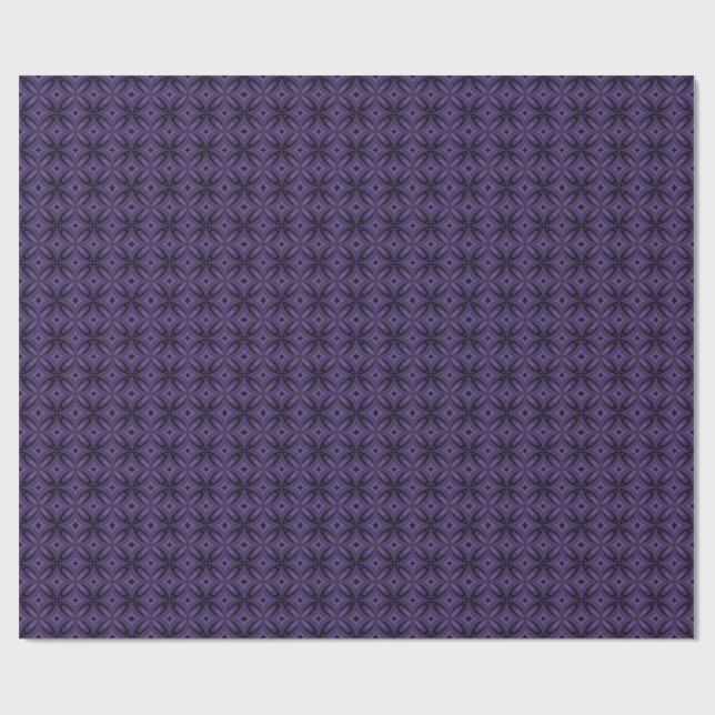 Dark Purple Coloured Retro Pattern Wrapping Paper (Flat)