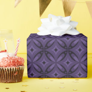 Dark Purple Coloured Retro Pattern Wrapping Paper