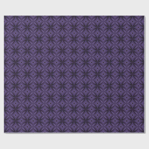 Dark Purple Coloured Retro Pattern Wrapping Paper